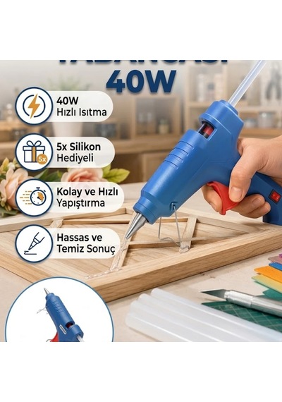 40w Sıcak Silikon Tabancası 5 Silikon Çubuk Hediyeli Hızlı Yapıştırma Seti