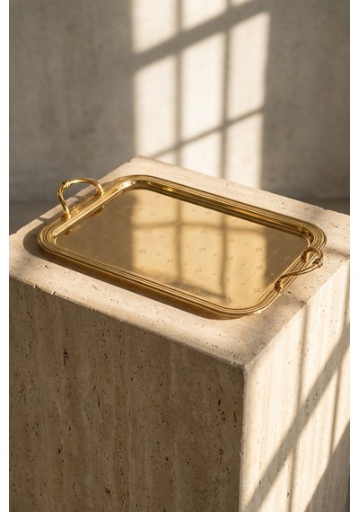 Acar Elza Gold Tepsi - 43 Cm Gold