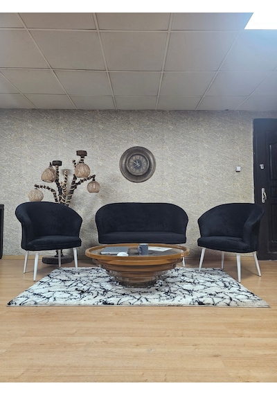 Zafir Teddy Takım Beyaz Boyalı Sivriltme Ayak Çay Seti Koltuk - Berjer , Balkon, Salon, Ofis Siyah Zafir Teddy Takım Beyaz Boyalı Sivriltme Ayak Çay Seti Koltuk - Berjer , Balkon, Salon, Ofis Siyah