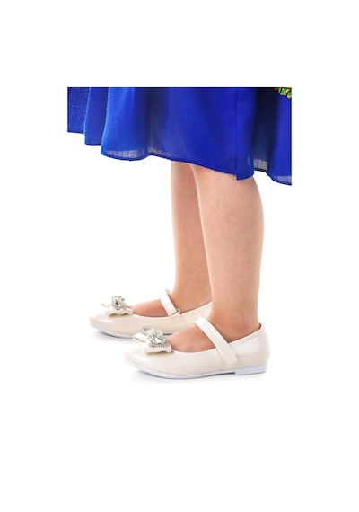 Kiko Kids Papyon Taşlı Cırtlı Kız Çocuk Babet Ayakkabı 254 Cilt Sedef 001