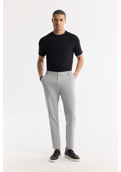 Avva Erkek Açık Gri Beli Lastikli Bi-stretch Teknik Kumaş Slim Fit Pantolon A51y3077
