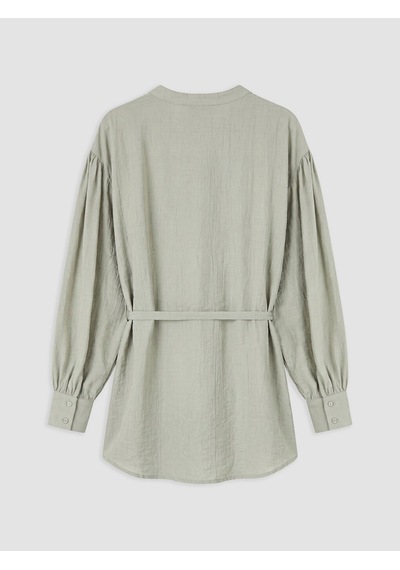 Lcw Modest Yeşil Kuşaklı Dokulu Kadın Gömlek Tunik
