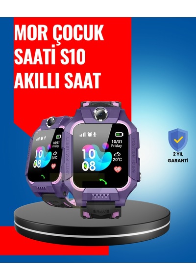 S10 Mor Akıllı Çocuk Saati Geçmiş Konum Ve Acil Durum Uyarılı