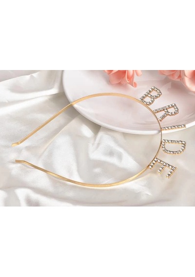 Altın Gold Renk Bekarlığa Veda Kristal Taş Bride Tacı İthal 16x10 Cm Diğer