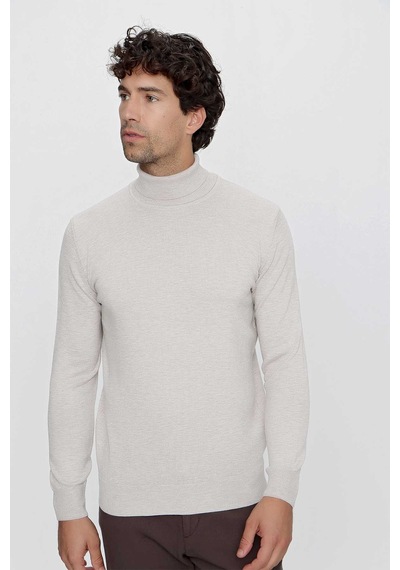 Morven Basic Dinamik Fit Rahat Kesim Balıkçı Yaka Triko Kazak 99kc017003653 Bej