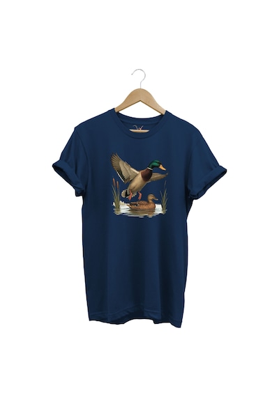 Avcılık Hunting Yeşilbaş Ördek Avı Sazlık Baskılı Tshirt Lacivert