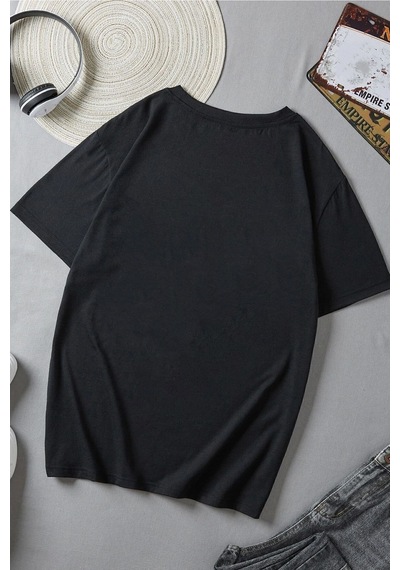 Uyguntarz Unisex Baskılı Oversize T-shirt Siyah2-280912