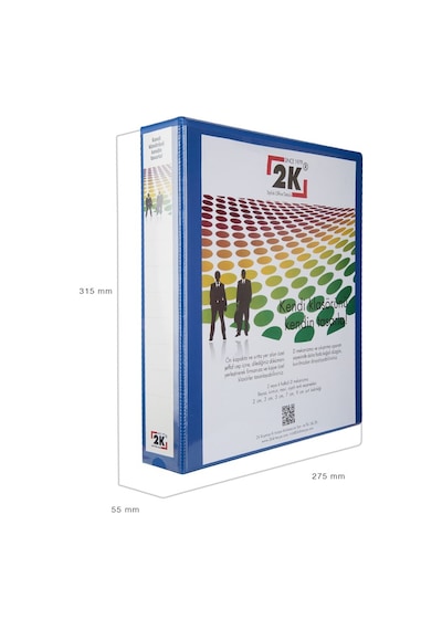 2K Evrak Sunum Tanıtım Firma Klasörü A4 Pvc 5 cm 2 Halkalı 350 Yaprak Kapasiteli Ring Binder File 27,5x32 cm