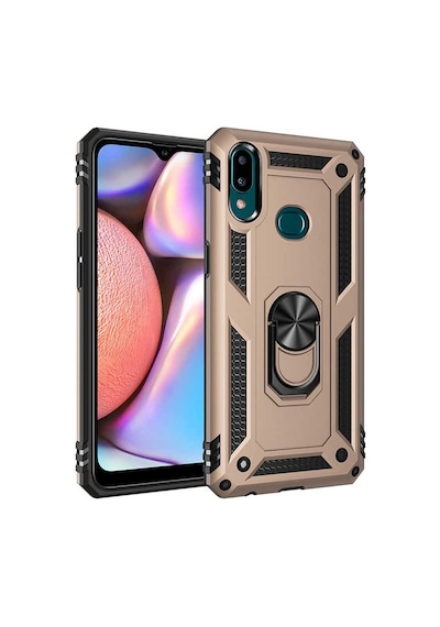 Samsung Uyumlu Galaxy A10s Kılıf Sert Silikon Yüzüklü Stand Özellikli Kapak