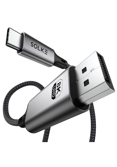 Solke Type C To Displayport 1.4 Kablo 8k 60hz / 4k 144hz Destekli Usb-c To Dp Monitör Kablosu 2 Metre 2 M
