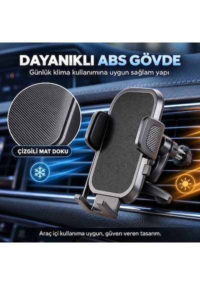 Dexxony Hp-a08 Kancalı Havalandırma Izgara Araç İçi Telefon Tutucu 360 Döner Otomatik Sıkıştırmalı Siyah