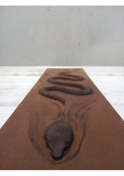 Kundalini Uyanışın Sembolü Oyma Ahşap Yılan Tablo 70x37