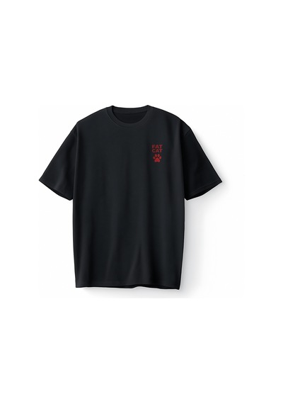 Bumeta Siyah Fat Cat Kedi Japon Tarzı Ramen Graphic Streetwear Baskılı Oversize Unisex Tişört T-shirt