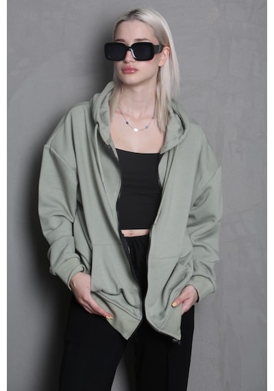 Madmext Mint Yeşili Kapüşonlu Basic Sweatshirt Mg1900 Mint Yeşili