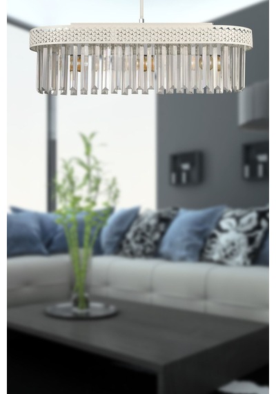 Begüsa Sitrus 3.lü Elips Lux Kristal Beyaz Avize