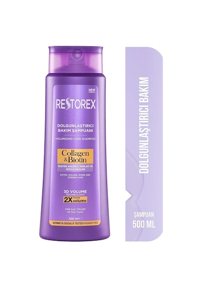 Collagen & Biotin Dolgunlaştırıcı Şampuan 500 Ml 3 Adet Tüm Saç Tipleri