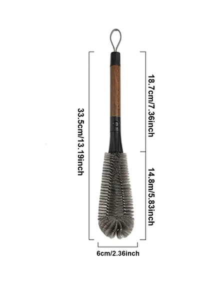 2'si 1 Arada Kavanoz Fırçası - Çıkarılabilir Pipet Fırçası - Ceviz Ağacı Desenli Sap