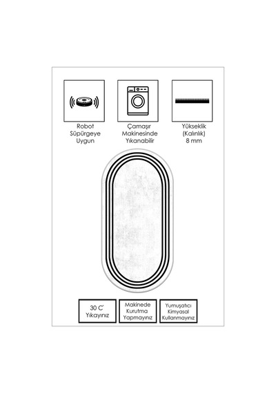 West Home Makinede Yıkanabilir Kaymaz Taban Leke Tutmaz Oval Modern Yolluk Ev Dekorasyonu İçin Beyaz Kesme Yolluk Wh413 White Oval Yolluk