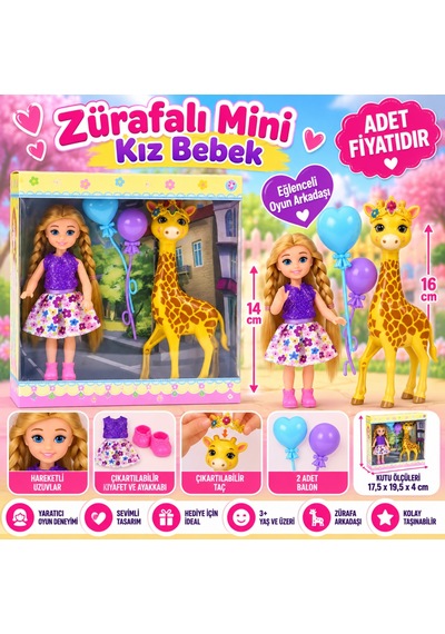 Baonier Zürafalı Mini Kız Bebek Nhr Oyuncak