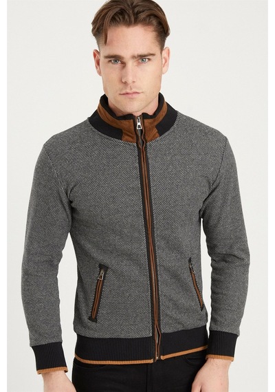 1021 Dewberry Erkek Sweatshırt-noktalı Siyah Noktalı Siyah