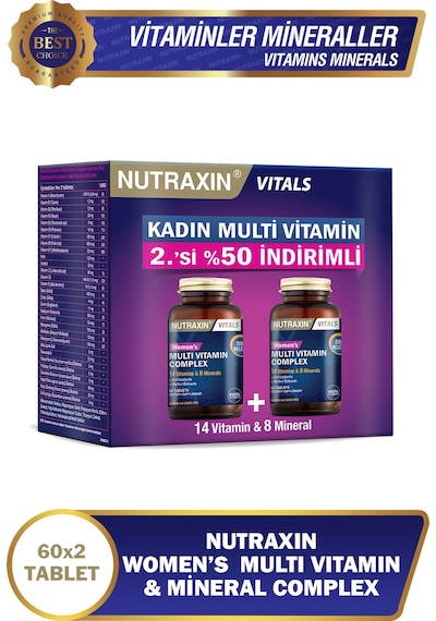 Nutraxin 2'li Multivitamin Kadın, Multivitamin & Mineral Complex