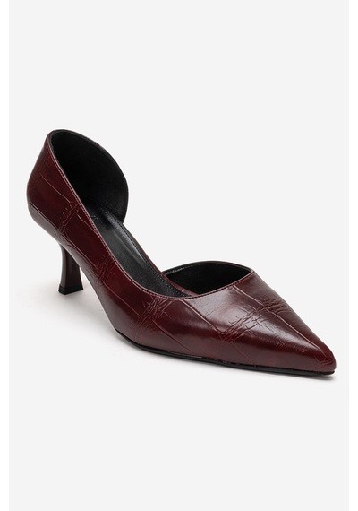 Luvishoes Arel Bordo Baskı Kadın Topuklu Ayakkabı
