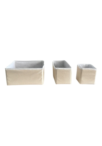 3'lü Çekmece İçi Çamaşır Düzenleyici Çocuk Odası Katlanır Saklama Kutusu Organizer Set-bej Deri