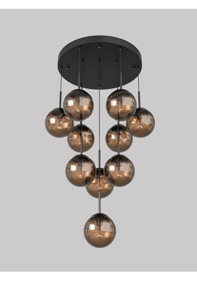 Eclıpse Modern 10'lu Sarkıt Metal Avize - Bal Renkli Cam Küre