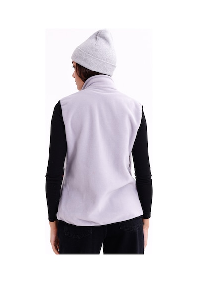 Monox Kadın Slim Fit Tam Fermuarlı Polar Yelek Gri