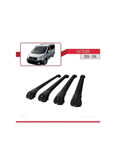 Fiat Scudo 2006-2016 Arası İle Uyumlu Ace-1 Ara Atkı Tavan Barı Siyah 4 Adet Bar