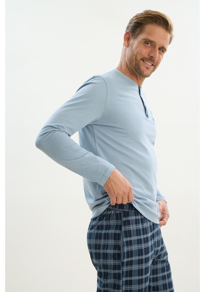Sevim Erkek Uzun Kol Açık Mavi Pijama Takım C6t4n4o9 001