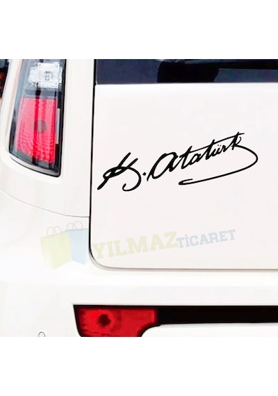 Kemal Atatürk Imza Oto Sticker Araba Etiket Araç Yapıştırma 2 Ad