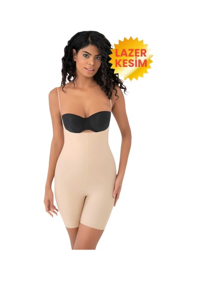 Uniquetrenders Kadın Lazer Kesim Ve Toparlayıcı Tam Boy Askılı Korse Ten Rengi