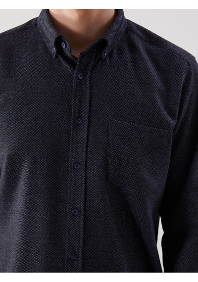 Lcwaıkıkı Classic Lacivert Regular Fit Armürlü Cepli Erkek Gömlek