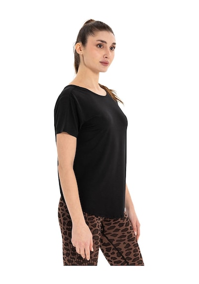 Inguz Sırt Detay Modal Yoga T-shirt SIYAH