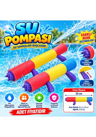 Su Pompası 32 Cm -  Mavi - Kırmızı