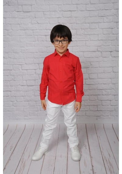 A.L.M Kids Keten Çocuk Uzunkol Gömlek