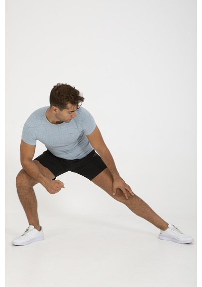 Maraton Active Slimfit Erkek Bisiklet Yaka Kısa Kol Koşu Sisli Mavi T-Shirt 821075-Sisli Mavi