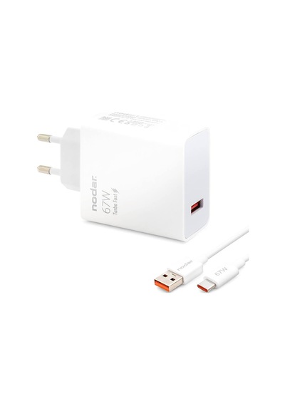 Type-c Hızlı Şarj Seti 67w Usb Adaptörlü 95 Cm Pvc Kablolu Beyaz Nd1008 Evimdeyokyok