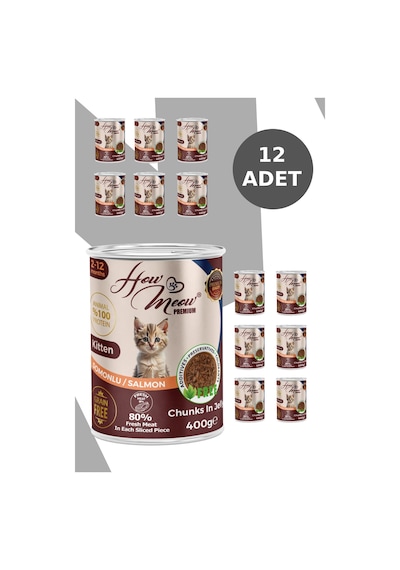 How Meow Jöleli Somonlu Parça Etli Yavru Kedi Yaş Maması 12 x 400 G