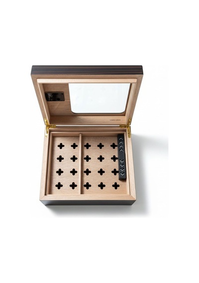 Cigarloong Camlı Puro Kutusu Humidor Ebony 40's