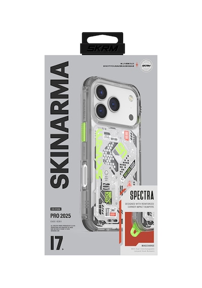 Apple Uyumlu iPhone 17 Pro Kılıf Desenli Airbag Tasarımlı Skinarma Spectra Kapak Beyaz Beyaz