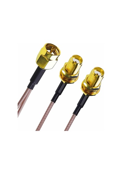 Y Tip Rg316 15cm 1x Sma Erkek 2x Sma Dişi Kablo Rf Uzatma Kablosu Altın Kaplama Soket 0-6ghz Wi-fi