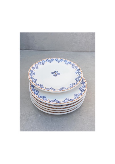 Ottoman 6 Kişilik Seramik Pasta Tatlı Tabağı Takımı - 20cm Mavi