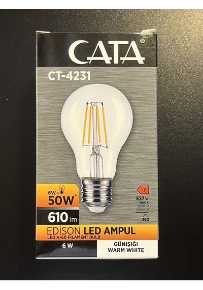 Cata Ct-4231 Edison Led Ampul 6w Günışığı - 3 Lü Paket