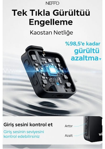 2 Mikrofonlu Kablosuz Yaka Mikrofonu Tüylü Rüzgar Önleyici 20 M Menzil İos Android Uyumlu