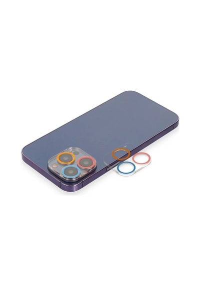 Apple İphone 13 Pro Max Uyumlu Renkli Kamera Lens Koruma Cam - Pembe-mavi