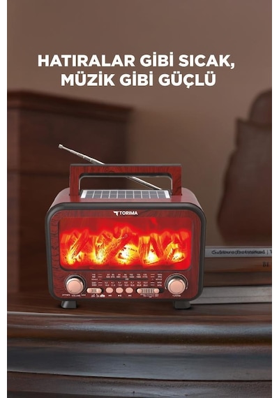 Torima D72 Koyu Ahşap Nostalji Bluetooth Hoparlör Radyo Solar Panelli (İthalatçı Garantili)
