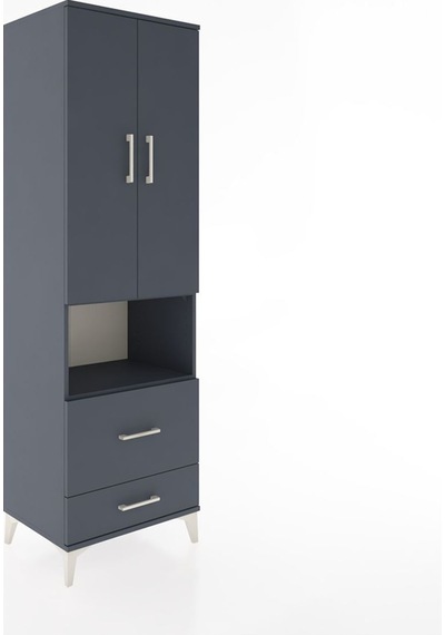 Hyperion Dolap 2 Raflı 2 Çekmeceli Tek Askılı 60x44x195 Antrasit-antrasit Antrasit