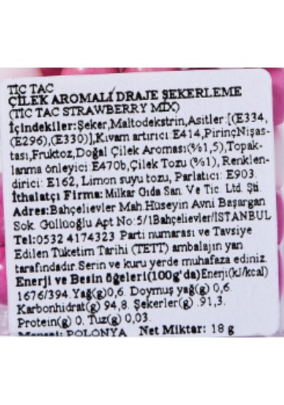 Tic Tac Çilek Aromalı Şeker 18 Gr. (1 Adet)